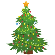 Christmas Decoration Decorated Christmas Tree Sticker